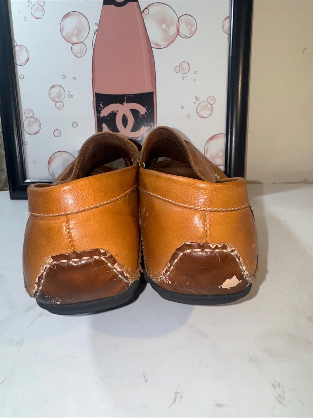 Steve Madden Men's Novo Cognac Leather Slip-On Loafers Size 12